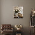 thumbnail image 3 of Framed Rustic Farmhouse Daisy Canvas Wall Art - Vintage Country Floral Still Life with Galvanized Metal Containers & Dried Blooms, Ready to Hang Wall Decor for Living Room, Bedroom & Kitchen, 3 of 7