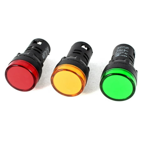 3 Pieces AD16-22D/S Green Yellow Red Pilot Light Panel Indicator 22mm DC 12V