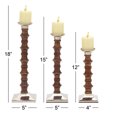 thumbnail image 4 of DecMode 12", 15", 18"H Traditional Candlestick, Brown, 3 - Pieces, 4 of 9