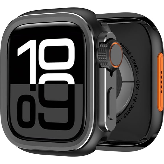 VeveXiao Designer Rugged Metal For Apple Watch Series 10 (2024) 46mm Protector Change to Ultra 2/1, Metal Case Bumper Protective Cover for iWatch Series 10 46mm (Black, 46mm)