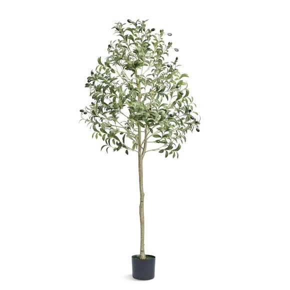 KFFKFF Artificial Olive Tree, 5 FT Tall Faux Plant, Secure PE Material & Anti-Tip Tilt Protection Low-Maintenance Plant, Lifelike Green Fake Potted Tree for Home Office Warehouse Decor Indoor Outdoor