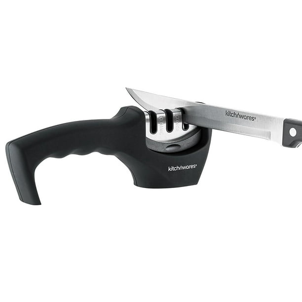 Easy Knife Sharpener 3 Stage Professional Knife Sharpening System Sharpens Both Steel Ceramic Knives All Sizes Use Everywhere Including Home Kitchens Commercial Kitchens By Kitch N Wares Walmart Com Walmart Com
