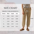 thumbnail image 2 of TEMOFON Linen Pants for Women Capri Summer Lounge Tapered Leg with Pockets Elastic Waistband Comfy Lace Trim Cotton Brown Clothes XL, 2 of 9