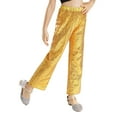 thumbnail image 2 of iixpin Kids Girls Shiny Sequin Jazz Dance Pants Disco Party Flared Trousers Stage Performance Hip Hop Dance Costume Gold 16, 2 of 6