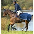 thumbnail image 1 of Rambo Waterproof Competition Sheet (No Fill, Fleece), Navy (Beige/Baby Blue Trim), Size: Medium, 1 of 2