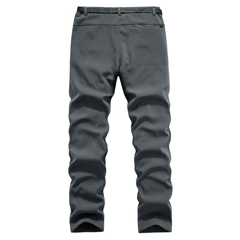 Mens Stretch Cargo Pant with Zipper Pockets for Phone, Comfort Elastic  Waist Trousers Slim Fit Winter Pants