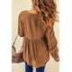 thumbnail image 1 of ABPHQTO Top tipo babydoll con cuello de pico y botones de croché de encaje marrón para mujer, 1 of 5