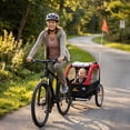 thumbnail image 2 of Qaba Bike Trailer for Kids with 5-Point Harness, 16" Rubber Wheels, Red, 2 of 9