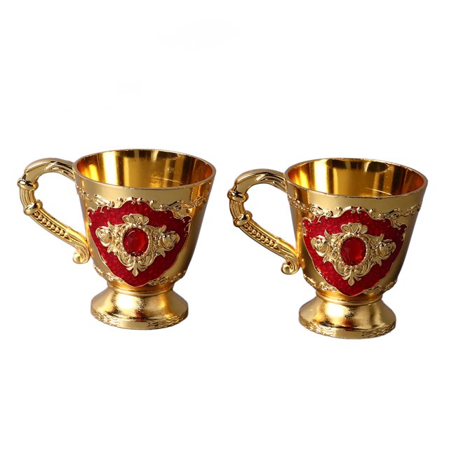 2 Copas De Vino Europeas Vintage, Copas De Vino Doradas, Copa De Metal Retro, Taza Para Beber De aleación De Zinc En Relieve Para El Hogar, Cocina,