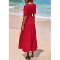 thumbnail image 2 of Vestido midi PRETTYGARDEN 2025 con cuello en V y manga corta rojo, 2 of 9