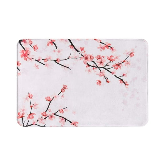 Pink Bath Mat Floral Bathroom Rugs Flower Bath Rugs Super Soft Non-Slip Cherry Bath Rugs 16"x24"