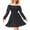 Black, variant on I2CRAZY Square Neck Smocked Elastic Waist Tie Back Mini Dress-L,Black