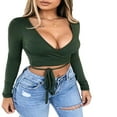 thumbnail image 4 of Haut Court Aguichant Slim pour Femmes Col en V Profond devant Lacé, 4 of 7