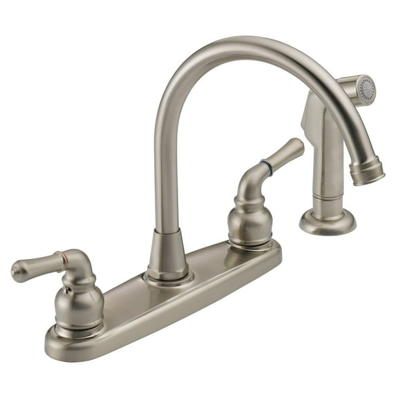 Westbrass WAS01-20 Hi-Arc 2-Handle Kitchen Faucet with Side Sprayer, Satin Nickel