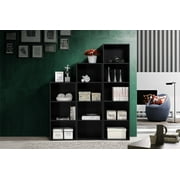 Hodedah 4-Shelf Wood Storage Bookcase for Home Office Organization, Black