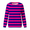 thumbnail image 5 of Fall Saving! HVOBTTY Womens Long Sleeve Pullover Sweatshirt, Fall Tops for Women, Women's Casual Striped Crew Neck Raglan Sleeve Pullover Sweatshirt Hot Pink, S, 5 of 5