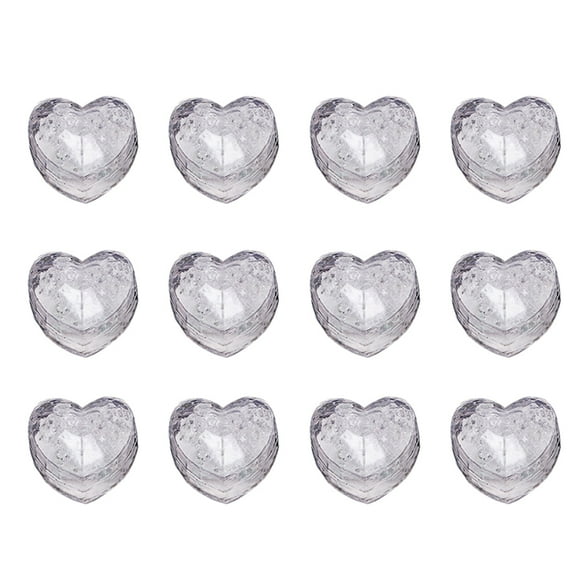 KAKOWELY 12 cubitos de hielo desechables con forma de corazón, luz LED brillante, decoración creativa de gelatina para bebidas, para San Valentín, bodas, fiestas y banquetes. Parpadeo rápido.