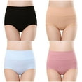 thumbnail image 2 of ylioge Underwear for Women Plus Size High Waisted 4 Pack Cotton Panties M-4X Multipack Solid Stretchy Breathable Full Coverage Briefs, 2 of 8