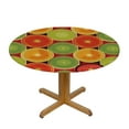thumbnail image 3 of ONETECH Tropical Round Fitted Table Cover,Ripe Citrus Orange Grapefruit and Lemon Circular Pattern Elastic Edged Print Polyester Table Pad, Fits Round Table Diameter, for Indoor Outdoor Patio Use, 3 of 7