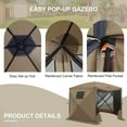 thumbnail image 4 of EAGLE PEAK 12x12 ft Portable Quick Pop Up Canopy Tent with 3 Wall Panels, 6 Sided Instant Gazebo Outdoor Camping Screen Tent, Beige, 4 of 7