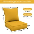 thumbnail image 2 of Snubbull Outdoor Deep Seat Cushion Set 24 X 24 X 6.5 inch Splash-Proof & Fadeness Patio Furniture Cushions，Removable Outdoor Couch Cushions with Hidden Zipper & Adjustment Staps, Yellow, 2 of 8