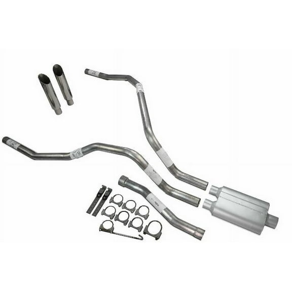 For Nissan Titan 04-06 Dual Exhaust 2.5" 2 Chamber Muffler Slash Clamp on Tip