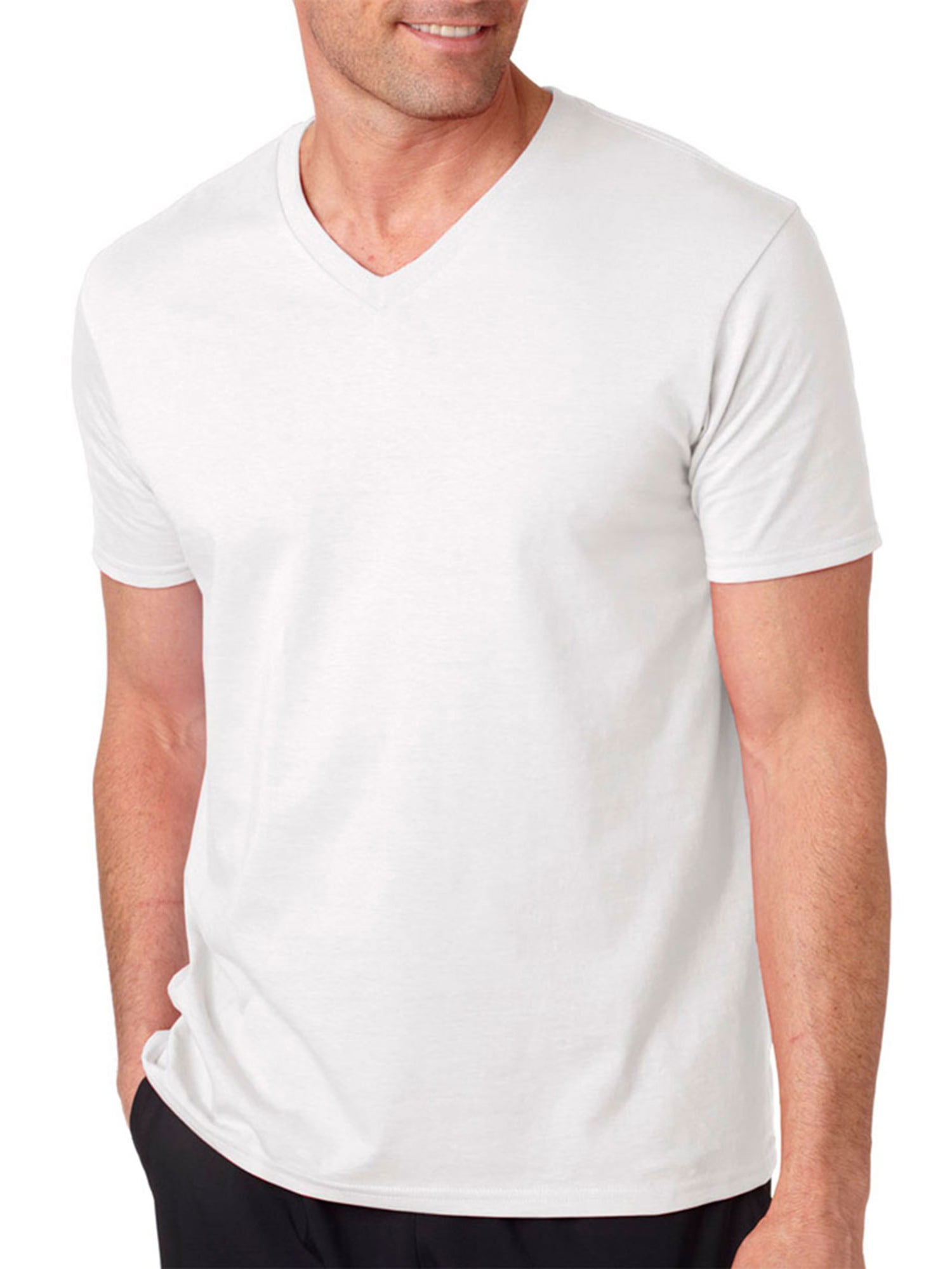 Gildan - Gildan Mens SoftStyle V-Neck Double-Needle T-Shirt, Pack of 6 ...