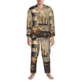 thumbnail image 3 of Fotbe Vintage Nautical Lighthouse Pijama de Hombre con Estampado de Manga Larga, Conjunto de 2 Piezas, Ropa de Dormir Suave y Cómoda con Bolsillos-X-Large, 3 of 7