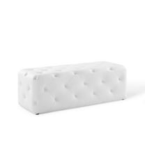 Modway Amour 48" Tufted Button Entryway Faux Leather Bench in White