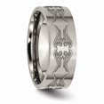 thumbnail image 4 of Solid Titanium Flat 8mm Men's Laser Design Matte Brushed Finish Wedding Band Ring Size 8.5, 4 of 7
