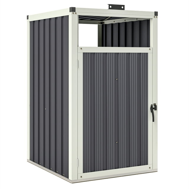 Outsunny Abri pour Poubelle Simple, Remise de Rangement Verrouillable avec Couvercle Ouvrable