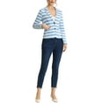 thumbnail image 2 of INSPIRE CHIC Blazer à Rayures pour Femme à Revers Cranté, Manches Longues, Boutonné, Bleu Pâle, m, 2 of 6