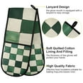 thumbnail image 2 of Yayeee Double Oven Mitt Kitchen Heat Resistant Baking 35" x7" Quilted Glove, Green and White Plaid Pattern, 2 of 6