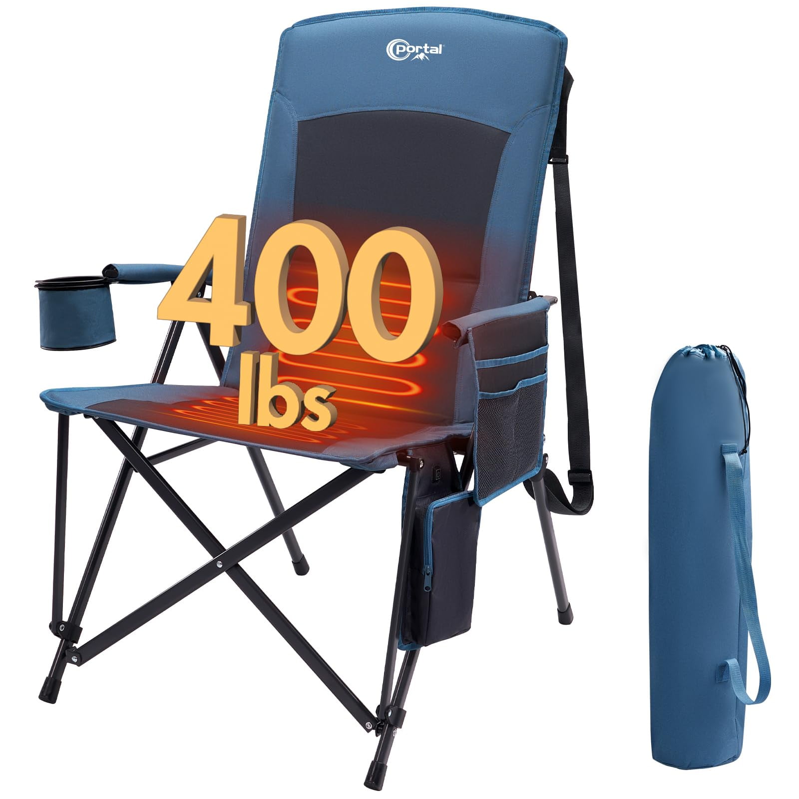 Slsy Heated Camping Chair Oversized, Outdoor Portable Heated Folding