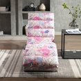 thumbnail image 3 of paproos Massage Chaise Lounge, Indoor Ergonomic Electric Massage Long Lounger with Remote Control, Modern Linen Upholstered Recliner Chair Sleeper Chair for Living Room Bedroom Office, Pink Flower, 3 of 13