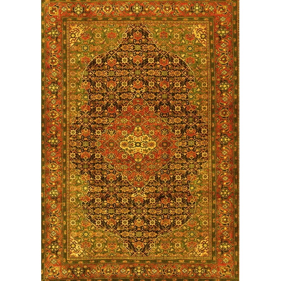 Ahgly Company Indoor Rectangle Persian Yellow Traditional Area Rugs, 5' x 7'