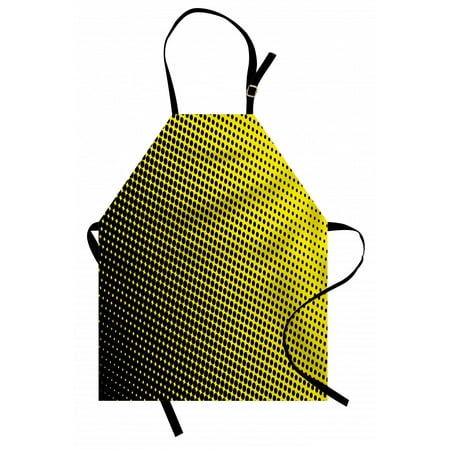 

Yellow Apron Ombre Pattern in Yellow Background with Black Dots from Big to Small Artwork Unisex Kitchen Bib Apron with Adjustable Neck for Cooking Baking Gardening Yellow and Black by Ambesonne
