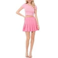 thumbnail image 6 of MixMatchy Women's High Waisted Pleated Plain A-line Tennis Mini Skirt with Back Zipper, 6 of 6