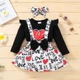 thumbnail image 3 of Winter Savings Clearance! Edvintorg 12M-4T Fall Clothes For Kids Girl Newborn Baby Girl Long Sleeve Valentine Heart Tops+Bowknot Suspender Skirt + Hairband Set 3Pc Costume For Girls, 3 of 6