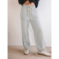 thumbnail image 4 of Women Striped Wide Leg Pants Casual Loose Drawstring Elastic High Waist Pants Light Blue S, 4 of 9