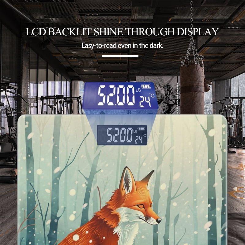 Bathroom Scale, Highly Accurate Digital Body Scale,Precisely Measures Weight up to 400 lbs-Cute Fox Sitting On The Snow In Winter Forest