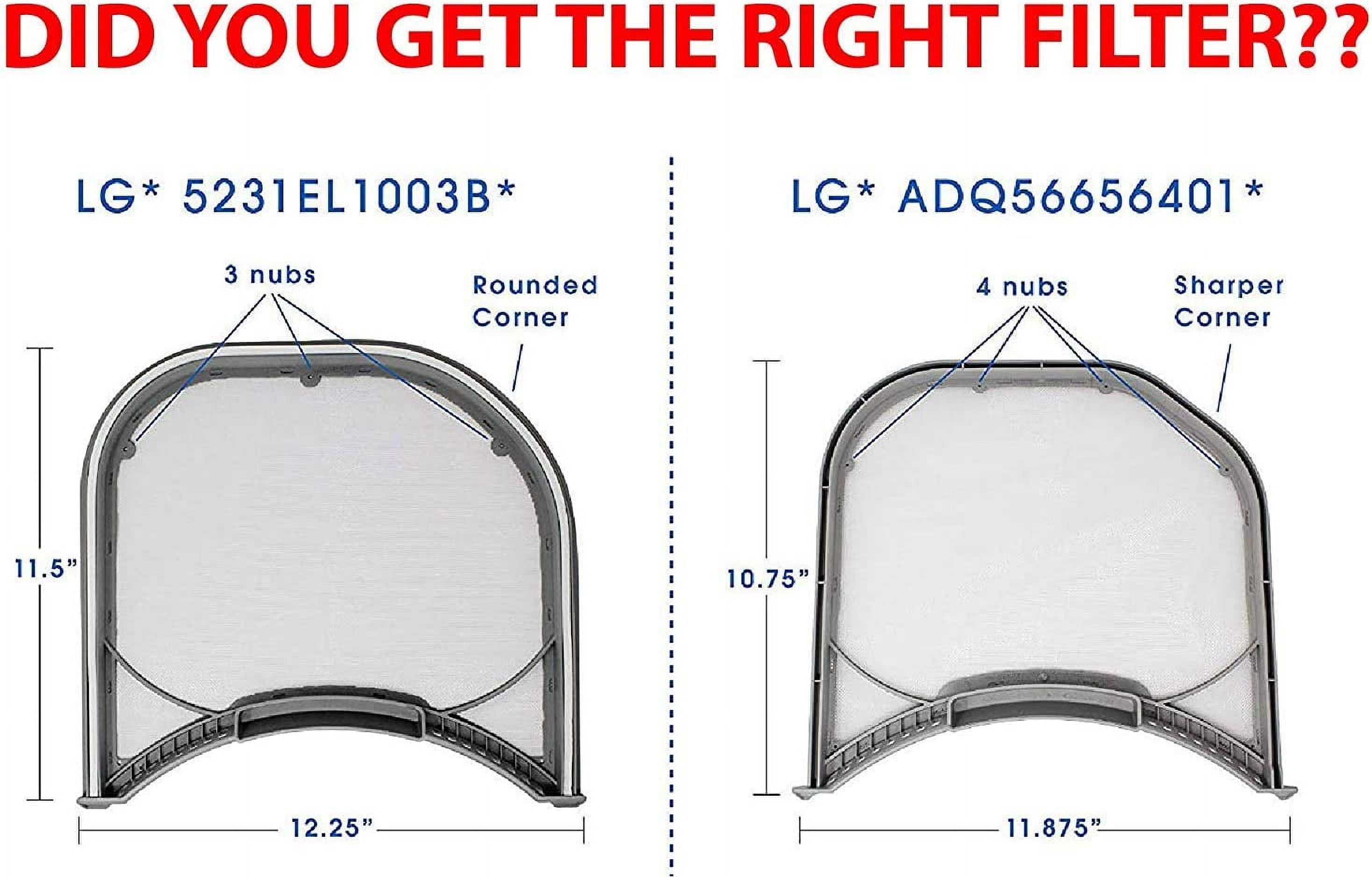 LG ADQ56656401 Compatible Dryer Lint Trap Screen Filter Assembly Replacement, 2 Filters