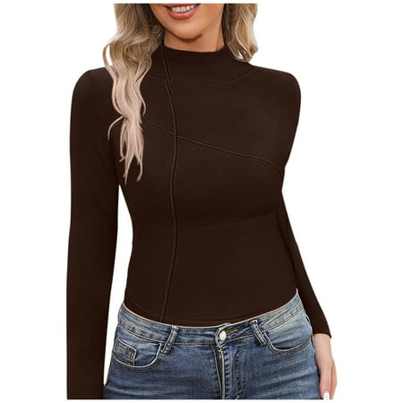 

iOPQO Corset Tops For Women Women Thick High Neck Double Sided Brushed Bottoming Shirt Long Sleeved Tshirt German Velvet Autumn Warm Top Womens Tops