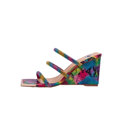 

Ninety Union Angel 3 Band Metallic Snake Open Toe Wedge Slide Rainbow 11
