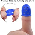 thumbnail image 4 of 16 Pcs Finger Tips, 4 Sizes Silicone Thimble Fingertip Grips Finger Protectors Pads Cover for Paper Sorting, Page Turning, Hand Sewing, Money Counting, Guitar Playing - Blue, Aqua, 4 of 14