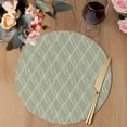 thumbnail image 3 of Sage Green Stripes Round 13 Inch Placemats Set of 8, Simple Geometric Modern Monochrome HeatResistant Non Slip Place Mats for Dining Table, Wipeable Braided Kitchen Table Mats for Housewarming, 3 of 9