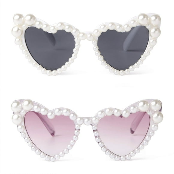 Gafas de sol ADE WU Corazón con perlas en forma de corazón para niños de 3 a 8 años