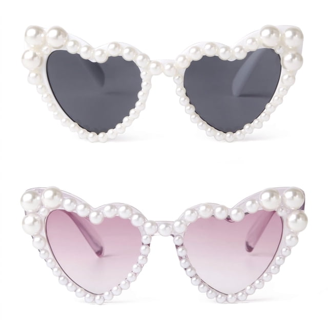 Gafas de sol ADE WU Corazón con perlas en forma de corazón para niños de 3 a 8 años