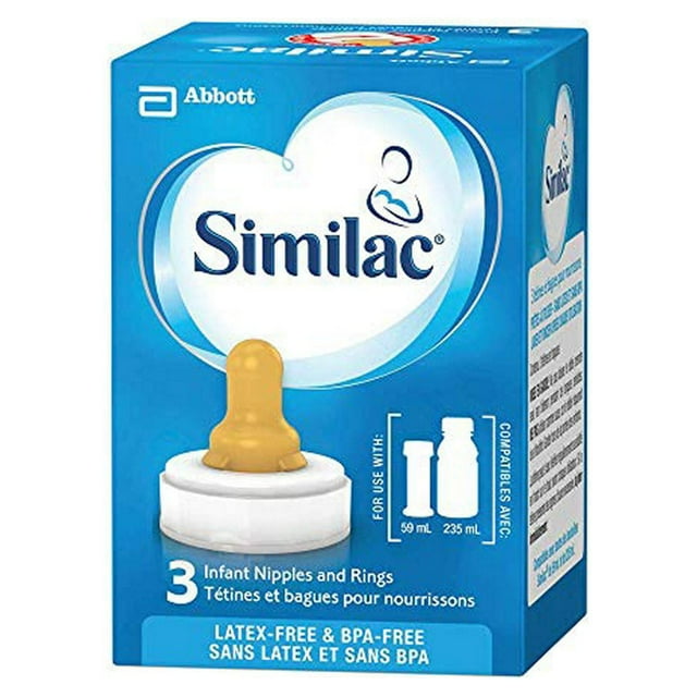 Similac Infant Formula Standard Flow Nipples and Rings, For Use with Similac Baby Formula