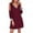 Wine, variant on Pntutb Womens Fashion Casual Solid Dress V-Neck Long Sleeve Mini Dress Dark Blue XXL